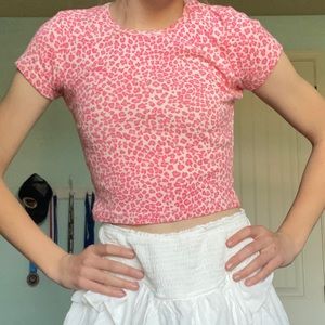 Brandy Melvill Pink Cheetah Print Tee